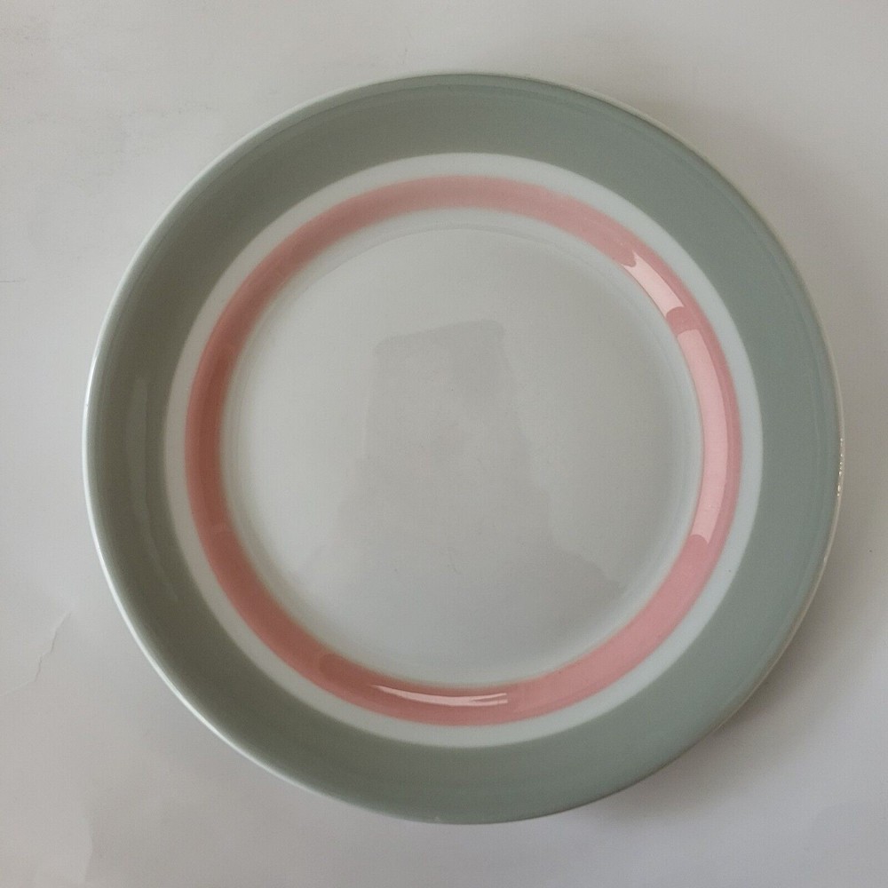 Vintage Shenango China Restaurant Ware Dinner Plate Pink Gray Banded Rimrol 1951